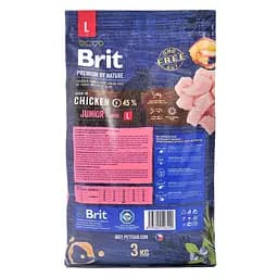Сухий корм для цуценят великих порід Brit Premium Dog Junior L з куркою 3 кг - мініатюра 3