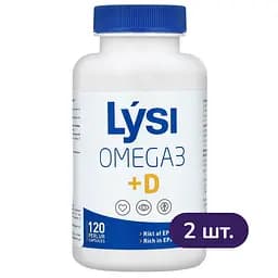 Омега-3 Lysi комплекс з вітаміном D3 капсули 500 мг №120 2 упак.