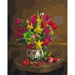 Картина за номерами на підрамнику Brushme Тюльпани і нарциси