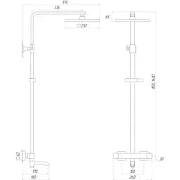 Душова система Globus Lux Termostatic Q VAN-GLQ-0041T-BB, Чорний матовий - мініатюра 5