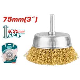 Щетка-крацовка чашечная Total TAC33031 со шпилькой 75 мм