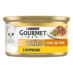 Упаковка вологого корму для котів Gourmet Gold Соус де-люкс з куркою 1.02 кг (85 г x 12 шт.) - мініатюра 4