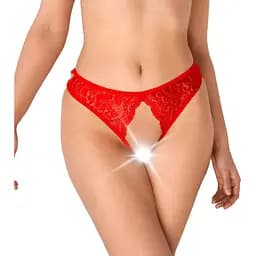 Мереживні трусики з відкритим доступом Art of Sex - Mia Червоний XS-М