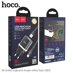 Адаптер мережевий HOCO Type-C Cable Ardent charger set N1 1 USB чорний - мініатюра 8