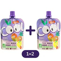 Набір: Органічне пюре Vitabio Cool Fruits з яблуком, манго та ананасом 180 г (90 г x 2 шт.)