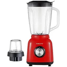 Блендер Sokany SK-168 с пластиковой чашей 1.5 л для коктейлей с кофемолкой стационарный 500 Вт красный