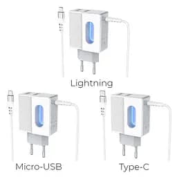 Зарядний адаптер Hoco C75 Imperious DC5V 2.4 A EU штекер подвійний USB вихід - мініатюра 8