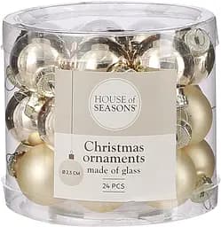 Ялинкові скляні кульки House of seasons 2.5 см шампань 24 шт. (8718861800029)