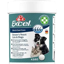 Вітаміни 8in1 Excel Brewers Yeast для собак і котів, пивні дріжджі з часником, для шкіри та шерсті 260 шт