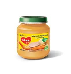 Мясо-овощное пюре Milupa Морковка с картошкой и телятиной, 125 г