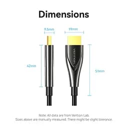 Кабель мультимедійний HDMI M to HDMI M 10.0m 4K fiber optic zinc alloy black Vention (ALSBL) - мініатюра 12