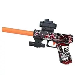 Пістолет 101 WC-03 з прицілом і глушником, механічний, стріляє орбізами, червоний колір