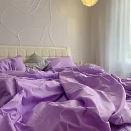 Комплект постільної білизни сімейний з 2 підковдрами 150 x 220 см Кретон Lilac Фіолетовий - мініатюра 4