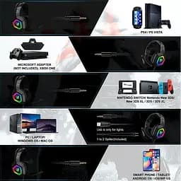 Ігрові навушники Onikuma K10 Gaming with LED з підсвіткою чорні - мініатюра 9
