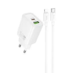 МЗП Hoco N63 Gentle PD30W+QC3.0 (1USB-A/1C) + кабель Type-C to Lightning White