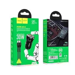 Комплект зарядний автомобільний HOCO NZ5 Smooth road car charger 30 W 2 порти з кабелем Type-C to Type-C чорний - мініатюра 6