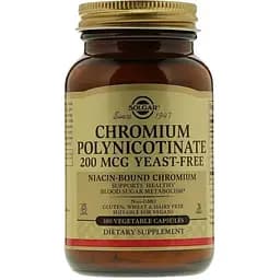 Хром полиникотинат Solgar без дрожжей 200 мкг 100 вегетарианских капсул