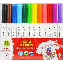 Набір маркерів по тканині Maxi MX15242, 12 кольорів