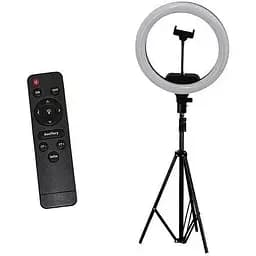 Лампа кольцевая на штативе с пультом 33 см 