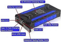 Зарядний пристрій на сонячних батареях IBattery S26W 20000mah з ліхтариком та бездротовою зарядкою - мініатюра 3