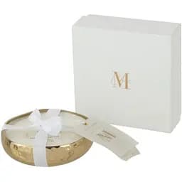 Свічка J-line ароматична в металевій золотій скриньці аромат амбра ваніль кедр діаметр 12 см Бельгія (16134)