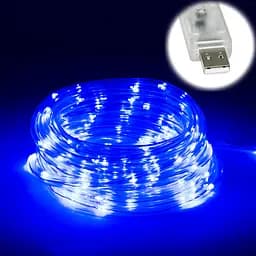 Світлодіодна гірлянда вулична на ялинку синя дюралайт 100 LED 9 м прозора гірлянда від USB на вулицю - мініатюра 2