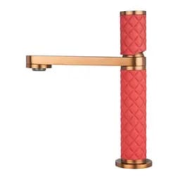 Дизайнерский смеситель для умывальника розовое золото Nett ORG-24 Теплый закат