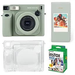 Набір камера Fujifilm Instax Wide 400 Фотопапір 20 шт. Прозорий чохол, Фотоальбом на 64 фото зелений
