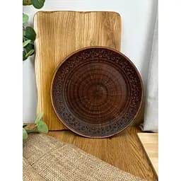 Тарілка 26 см керамічна (глиняна) різьблена Декор