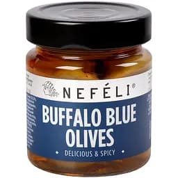 Оливки Nefeli Халкідікі Buffalo зелені без кісточки з блакитним сиром 185 г