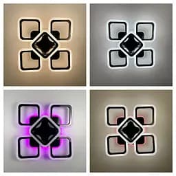Стельова чорна люстра LED на 4+1 ріжки-квадрати | Арт. A 2400/4+1S RGB BK BK | Line F - мініатюра 5