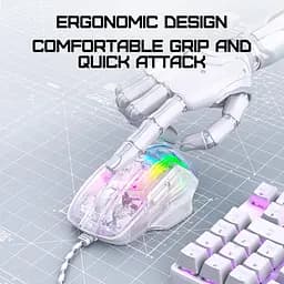 Комп'ютерна мишка Onikuma ігрова дротова для ПК C93 RGB підсвітка 12800 DPI для ноутбука прозорий корпус - мініатюра 4