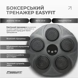 Боксерський тренажер EasyFit настінний музичний з підсвіткою - мініатюра 2