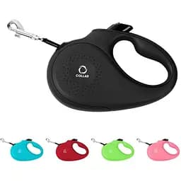 Поводок-рулетка Collar для собак, размер M, 25 кг, 5 м, светоотражающая лента, черный
