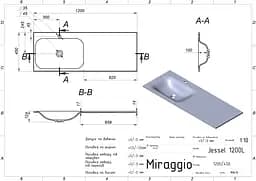 Умивальник Miraggio Jessel 1200 L matt 0002279, Білий матовий - мініатюра 5
