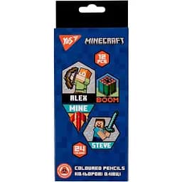 Карандаши цветные Yes Minecraft, двусторонние, 12 шт., 24 цвета (290702)