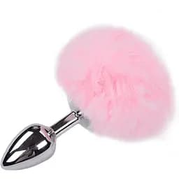 Металлическая анальная пробка Alive Fluffy Кроличий хвостик Plug S