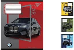 Зошити учнівські 24 аркуша клітинка. YES Colour car, 20 шт. в упаковці