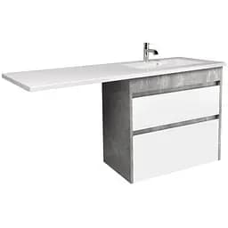 Тумба Мойдодир Polo Loft 80-U Adam 140 R Сірий підвісна з крилом над пральною машиною Цемент матовий