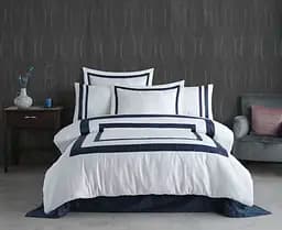 Комплект постільної білизни Dantela Vita Vitali lacivert сатин євро синій (svt-2000022328470)