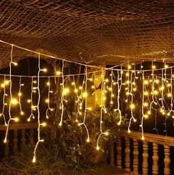 Новорічна святкова гірлянда бахрома 120 Led прозорий провід 3х0.5 м синій - мініатюра 4