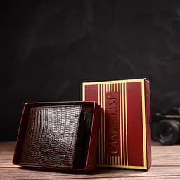Цікаве чоловіче портмоне з натуральної фактурної шкіри Canpellini 21785 коричневе
