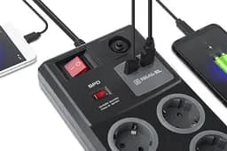 Мережевий фільтр RS-8F USB CHARGE 3m, black (EL122300004) - мініатюра 3