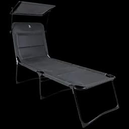 Ліжко розкладне Bo-Camp Sun Lounger With Sunscreen 5 Positions Grey (1304492) (DAS303260)