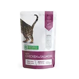 Вологий корм для кішок курка та лосось Nature's Protection Skin & Сoat care with Chicken and Salmon 100 г