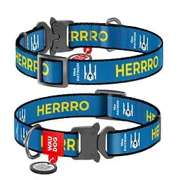 Ошейник для собак нейлоновый Waudog Nylon с QR-паспортом "Патрон" металлический фастекс L Ш 25 мм Д 33-49 см