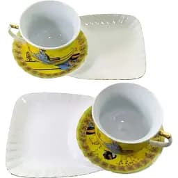 Сервіз порцеляна "Китаянка" 2 чашки 170 мл + 2 блюдця (h-6.5 см, d-8.5 см, блюдце 21х12 см) (2C141-4)