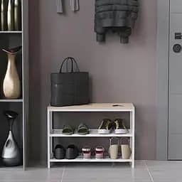 Банкетка універсальна Ferrum-decor Слайм 45x63x26 білий ДСП Дуб Сан-Марино 16мм (FRD-104076)