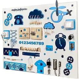 Развивающая игрушка Temple Group Бизиборд по методике Монтессори 80х60 см синий (TG270035370)