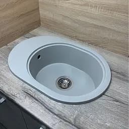 Кухонна мийка Adamant OVALE світло-сіра 610x420x180 мм, з крилом 61 см - мініатюра 3